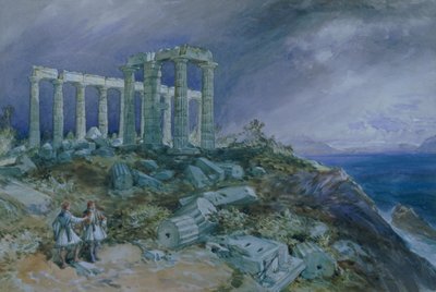 The Temple of Poseidon, Sunium, 1877 by William Crimea Simpson